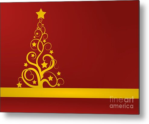 Christmas Metal Print featuring the digital art Red and gold Christmas card by Martin Capek