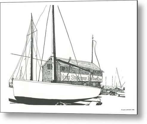 Pen And Ink Metal Print featuring the drawing Red Bank Boat Club by Alan Johnson
