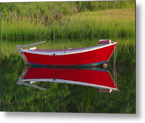 Solitude Metal Print featuring the photograph Red Boat by Juergen Roth