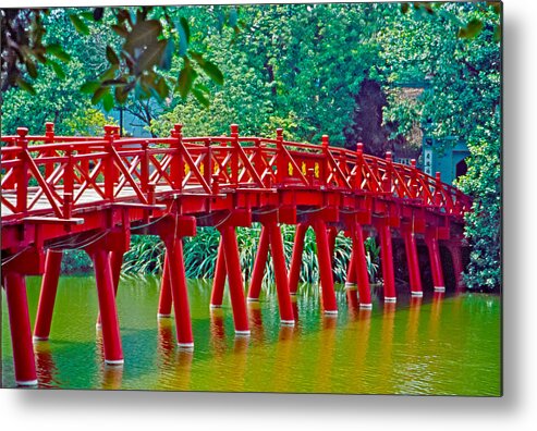 Bridge Metal Print featuring the photograph Red Bridge in Hanoi Vietnam by Matthew Bamberg