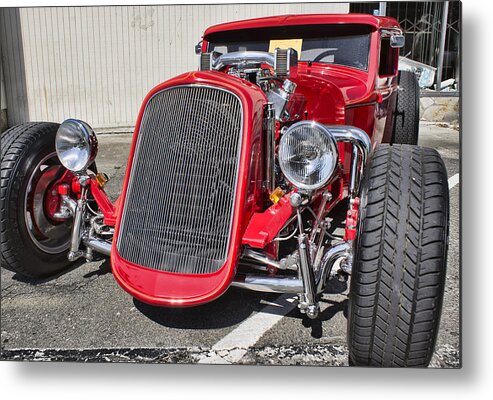 Hot Rod Metal Print featuring the photograph Red Ford Hot Rod by Ron Roberts