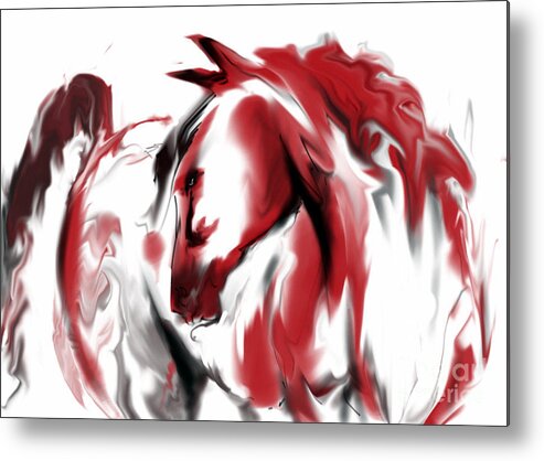 Horse Metal Print featuring the digital art Red Horse by Jim Fronapfel