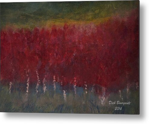 Red Trees Metal Print featuring the painting Red Trees Watercolor by Dick Bourgault