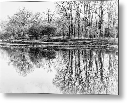 Landscape Metal Print featuring the photograph Reflection in Black and White by Julie Palencia