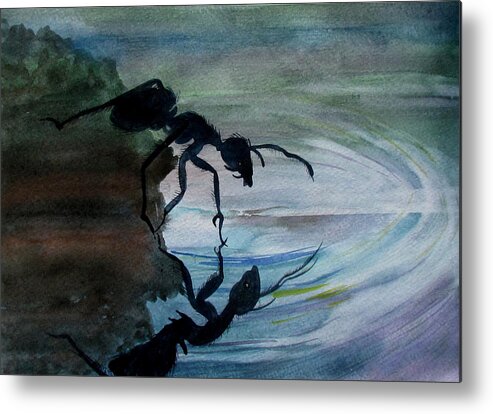 Ant Metal Print featuring the painting Reflection by Susan Duxter