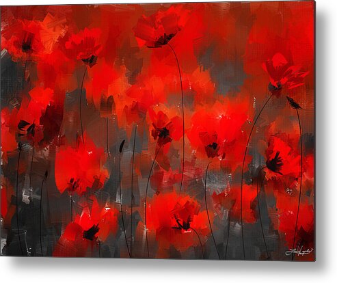 Poppies Metal Print featuring the painting Remembrance by Lourry Legarde