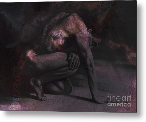 Figurative Metal Print featuring the digital art Resting II. Textured by Paul Davenport