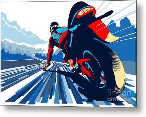 Motor Sports Metal Print featuring the painting Riding on the edge by Sassan Filsoof
