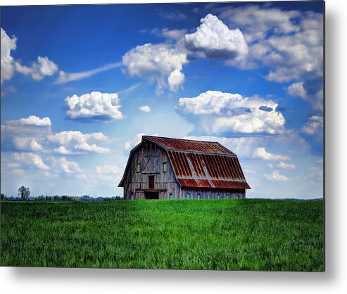 Barn Metal Print featuring the photograph Riverbottom Barn Against the Sky by Cricket Hackmann