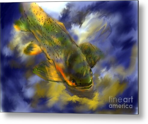 Fish Metal Print featuring the pastel Rocky Mountain Trout by Jim Fronapfel
