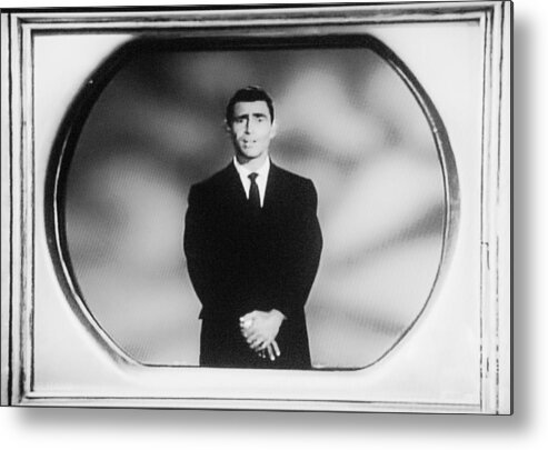 The Twilight Zone Metal Print featuring the photograph Rod Serling On T V by Rob Hans