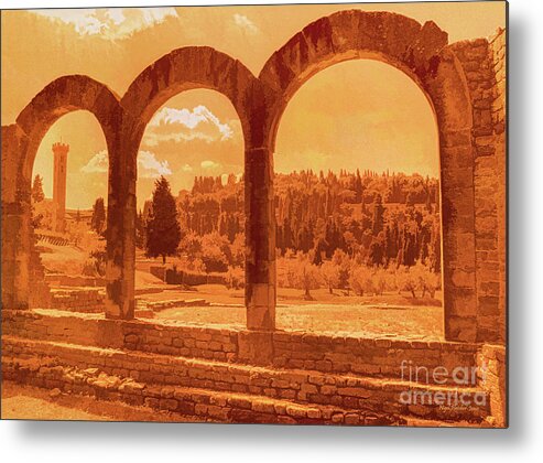 Fiesole Metal Print featuring the photograph Roman Arches at Fiesole by Nigel Fletcher-Jones