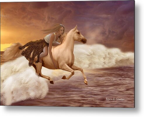 Girl Metal Print featuring the painting Romance in her Dream by Angela Stanton