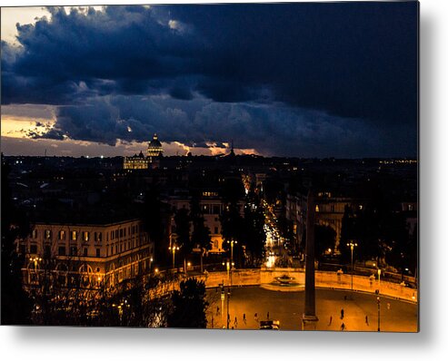 Cityscape Metal Print featuring the photograph Rome cityscape at night by AM FineArtPrints