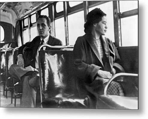 1956 Metal Print featuring the photograph Rosa Parks On Bus by Underwood Archives