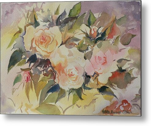Roses Metal Print featuring the painting Roses by Geeta Yerra