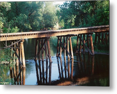 Bridge Metal Print featuring the photograph RR tressel 2 by Trent Mallett