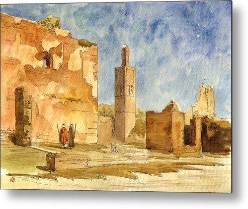Ruins Metal Print featuring the painting Ruins of Chellah by Juan Bosco
