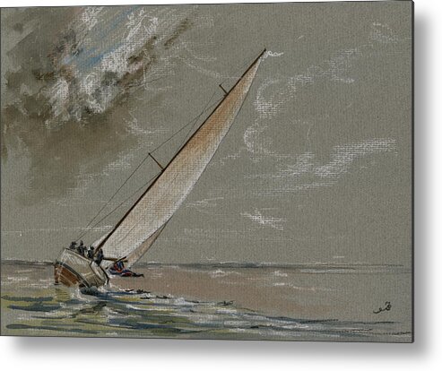 Storm Metal Print featuring the painting Running away from the storm by Juan Bosco