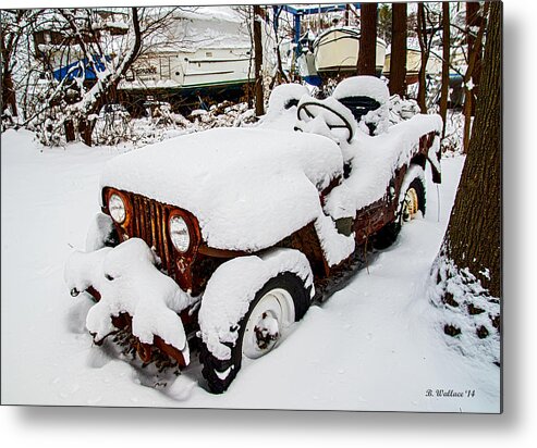 2d Metal Print featuring the photograph Rusty Jeep In Snow by Brian Wallace
