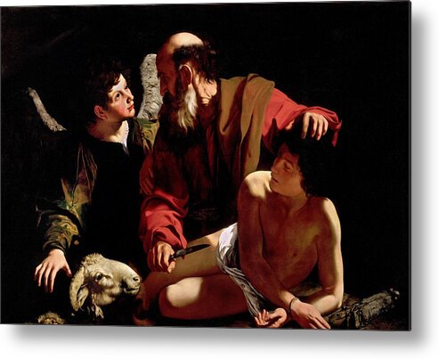 Sacrifice Of Isaac Metal Print featuring the painting Sacrifice of Isaac by Michelangelo Caravaggio