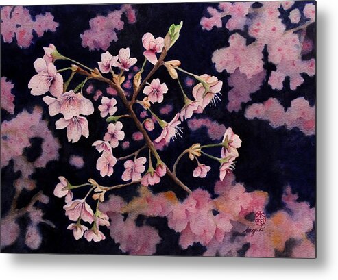 Cherry Blossom Metal Print featuring the painting Sakura in Blue by Kelly Miyuki Kimura