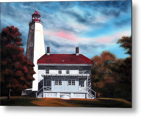 Lighthouse Metal Print featuring the painting Sandy Hook Lighthouse by Daniel Carvalho