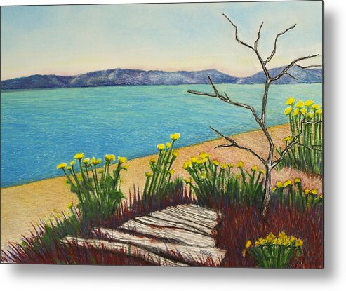 Vashon Island Metal Print featuring the pastel Seaside Island Beach with Flowers by Michele Fritz