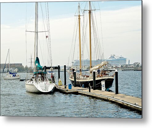Newport Metal Print featuring the photograph Ships in Newport Harbor by Mitchell R Grosky