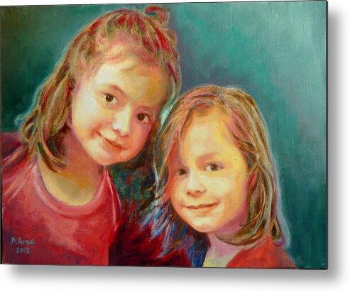 Family Metal Print featuring the painting Sisters by Danielle Arnal