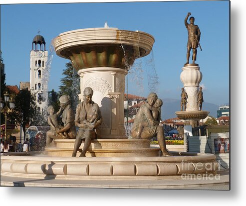 Skopje Metal Print featuring the photograph Skopje Sculptures by Phil Banks