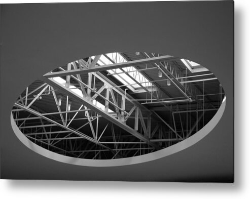 Architecture Metal Print featuring the photograph Skylight Gurders In Black And White by Rob Hans