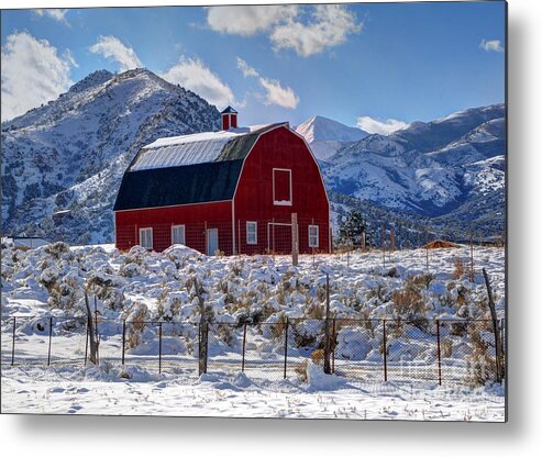 Utah Metal Print featuring the photograph Snowy Barn in the Mountains - Utah by Gary Whitton