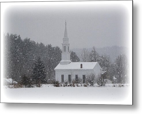Church Metal Print featuring the photograph Snowy Church by Ann Bridges