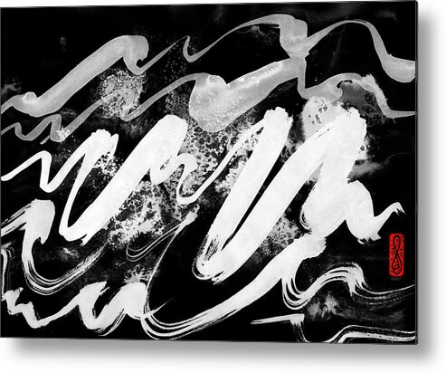 Oriental Metal Print featuring the painting Snowy Landscape Inverted by Hakon Soreide