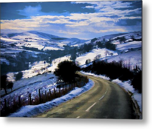 Dawn Metal Print featuring the photograph Snowy scene and rural road by Neil Alexander Photography