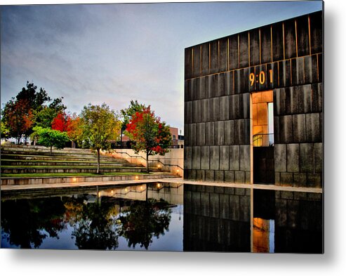 America Metal Print featuring the photograph Solemn Reflections - OKC Memorial by Gregory Ballos