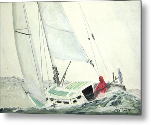 Sailboat Metal Print featuring the painting Solo by Stan Tenney