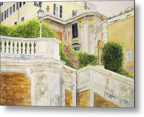 Spanish Steps Metal Print featuring the painting Spanish Steps by Carol Flagg