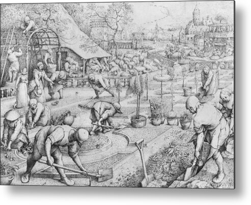 Spring Metal Print featuring the drawing Spring by Pieter the Elder Bruegel