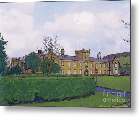 Saint David's College Campus Illustration Metal Print featuring the mixed media St Davids College - Lampeter Campus by Edward McNaught-Davis