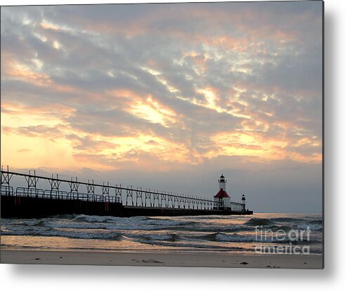 Lighthouse Metal Print featuring the photograph St Joseph Lighthouse in Spring by Brett Maniscalco