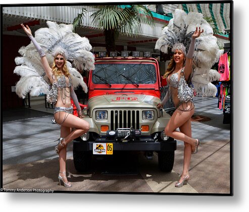 Fremont Street Metal Print featuring the photograph Star Cars and Show Girls 2 by Tommy Anderson