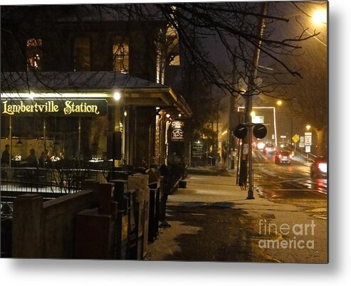 Lambertville Station Metal Print featuring the photograph Station in Snow by Christopher Plummer