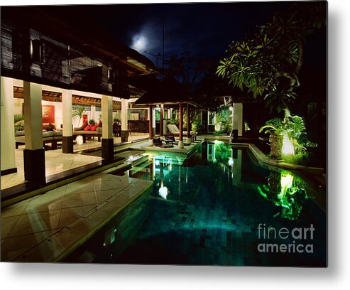 Swimming Pool Metal Print featuring the photograph Steamy night by Aiolos Greek Collections