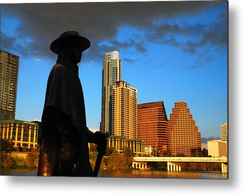 Stevie Metal Print featuring the photograph Stevie Ray in Austin by James Kirkikis