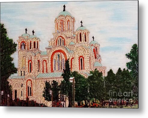 Church Metal Print featuring the painting St.Marko Church Belgrade by Jasna Gopic