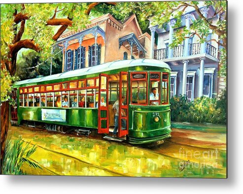 New Orleans Metal Print featuring the painting Streetcar on St.Charles Avenue by Diane Millsap