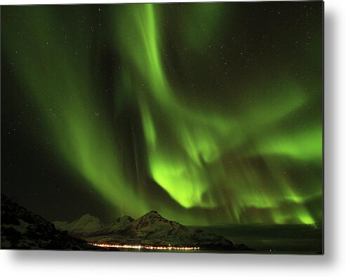 Tranquility Metal Print featuring the photograph Stunning Northern Lights In Tromso by L. Toshio Kishiyama