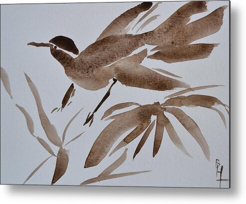 Bird Metal Print featuring the painting Sumi Bird by Beverley Harper Tinsley